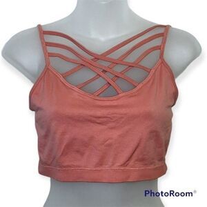 Zenana Outfitters Pink Criss Cross Strappy Bralette Size L/XL